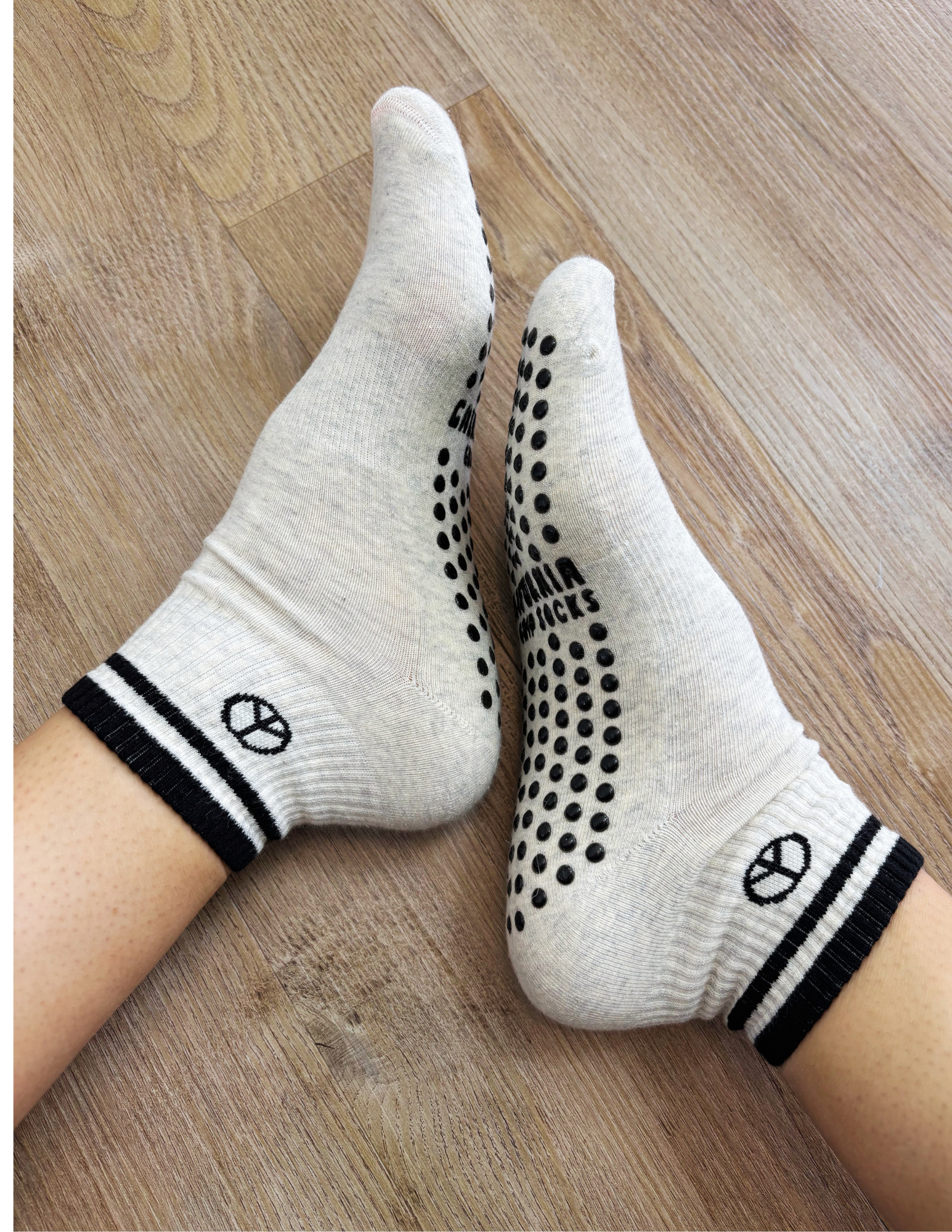 Peace Sign Shortie Grip Socks